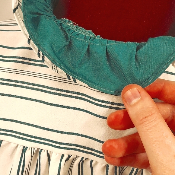 Teal Striped Blouse by alamode of california - Picture 5 of 7